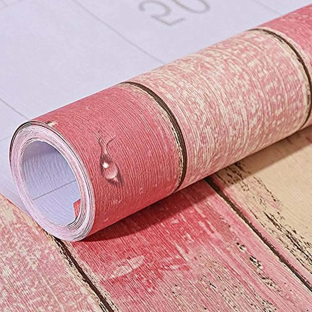 Pink Wood Panel Waterproof Oil-Proof Pink Wood Plank Peel and Stick Kitchen Wallpaper