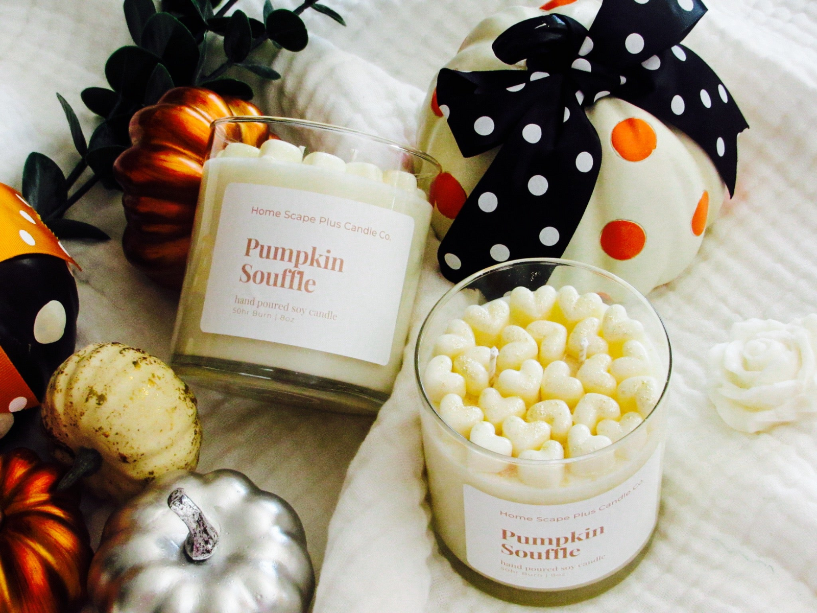 Soy Wax Candle with Hearts Pumpkin Souffle