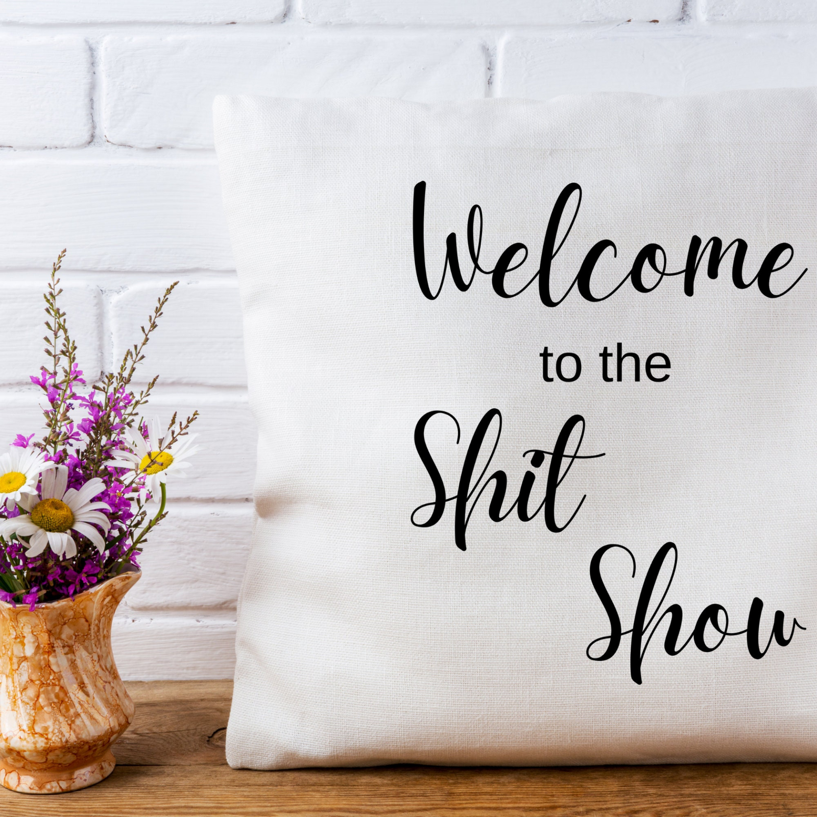 Funny Sarcastic Quote Pillow Cover - Decorative Farmhouse Pillow Case In White Two Size Options | Funny Gift For Friends Cushion Cover