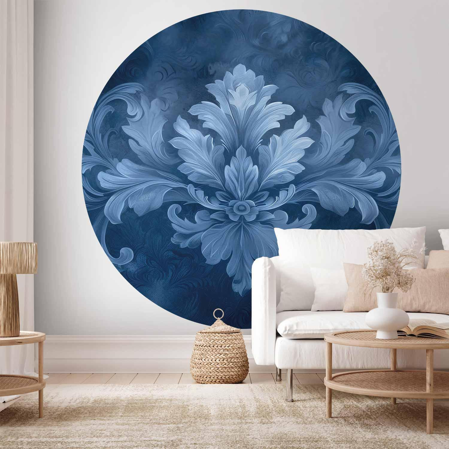 Carta da parati rotonda - Blue ornament in cool shades