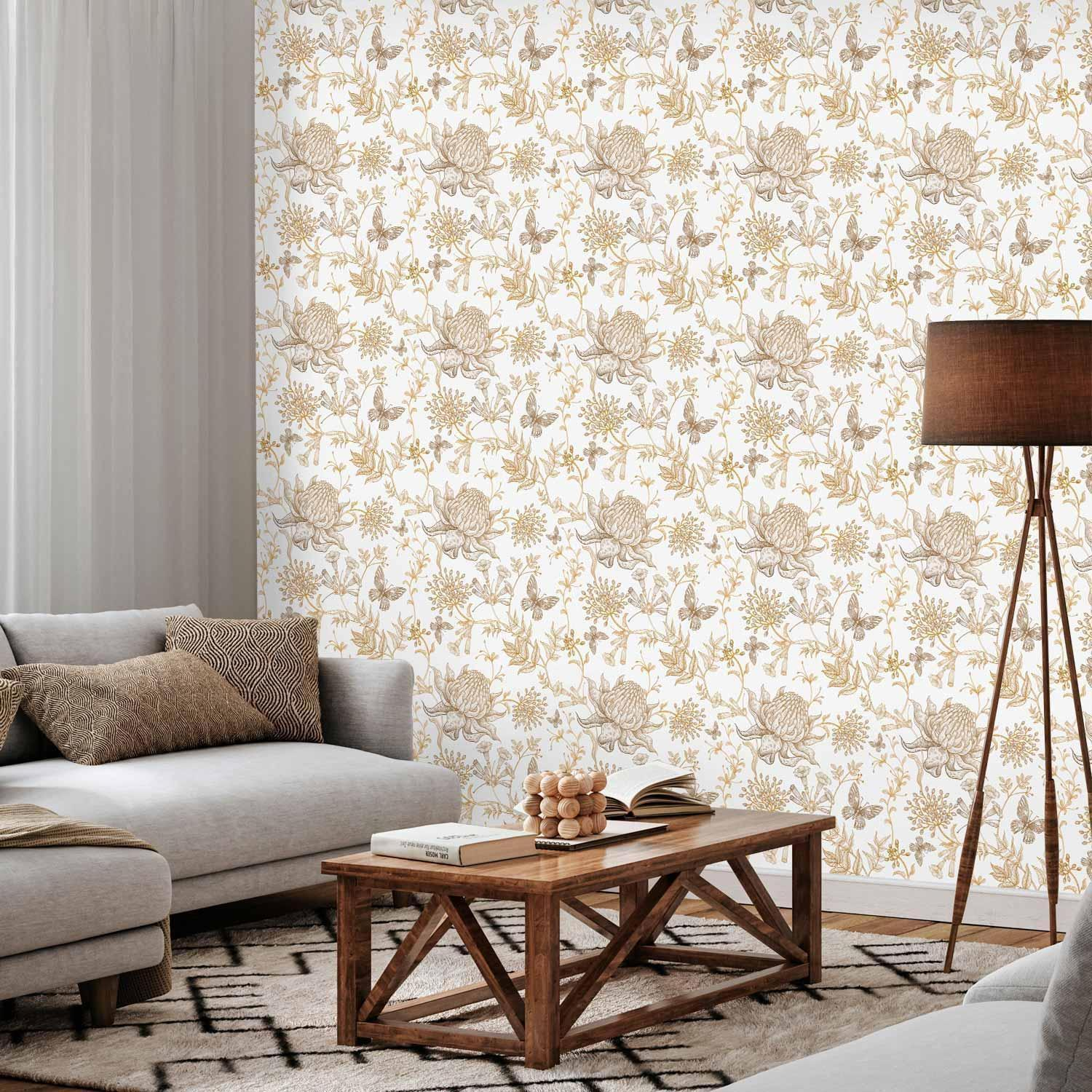 Premium Fade-Resistant Floral Butterfly Wallpaper
