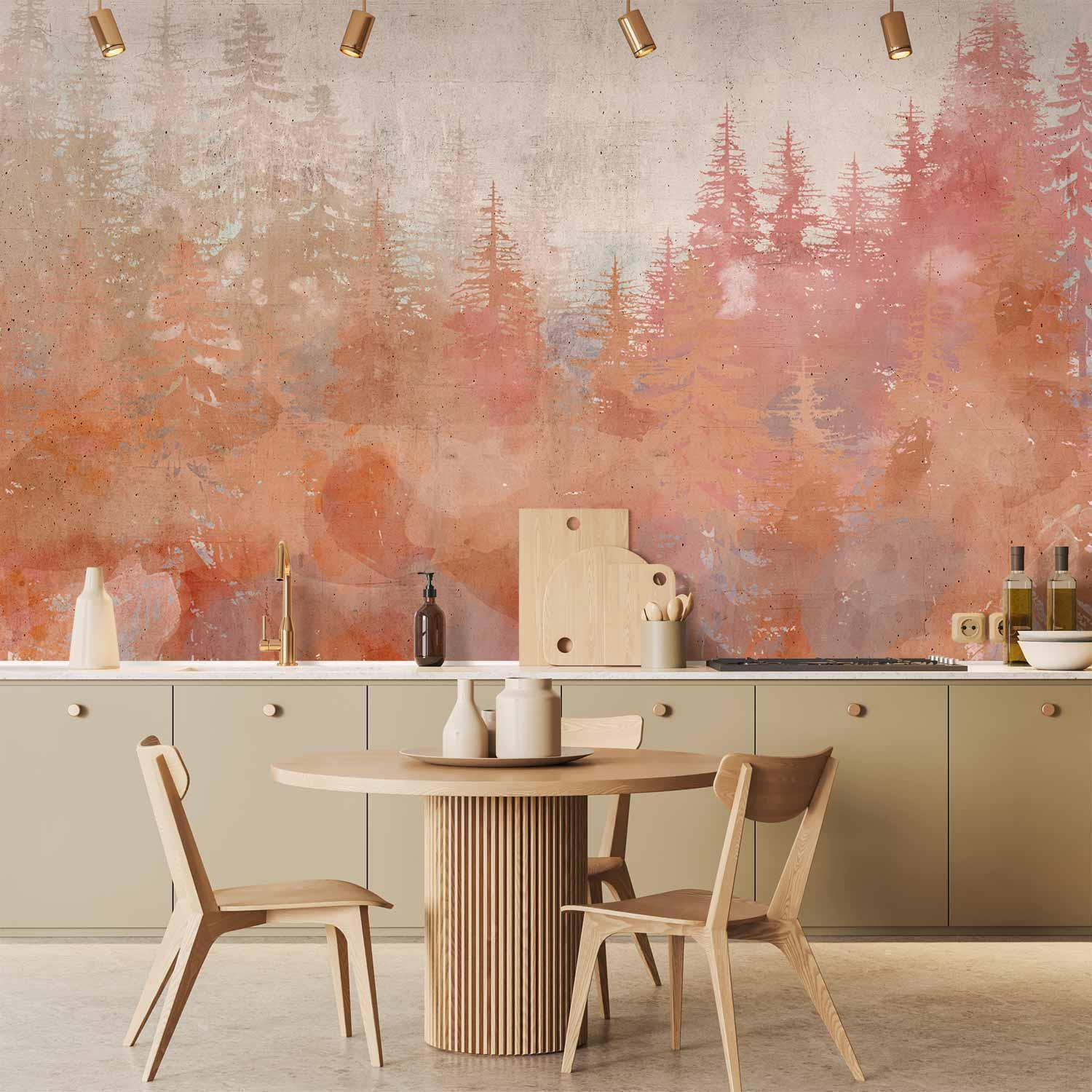 Forest at Sunset Wall Mural with 3D Effect and UV Protection