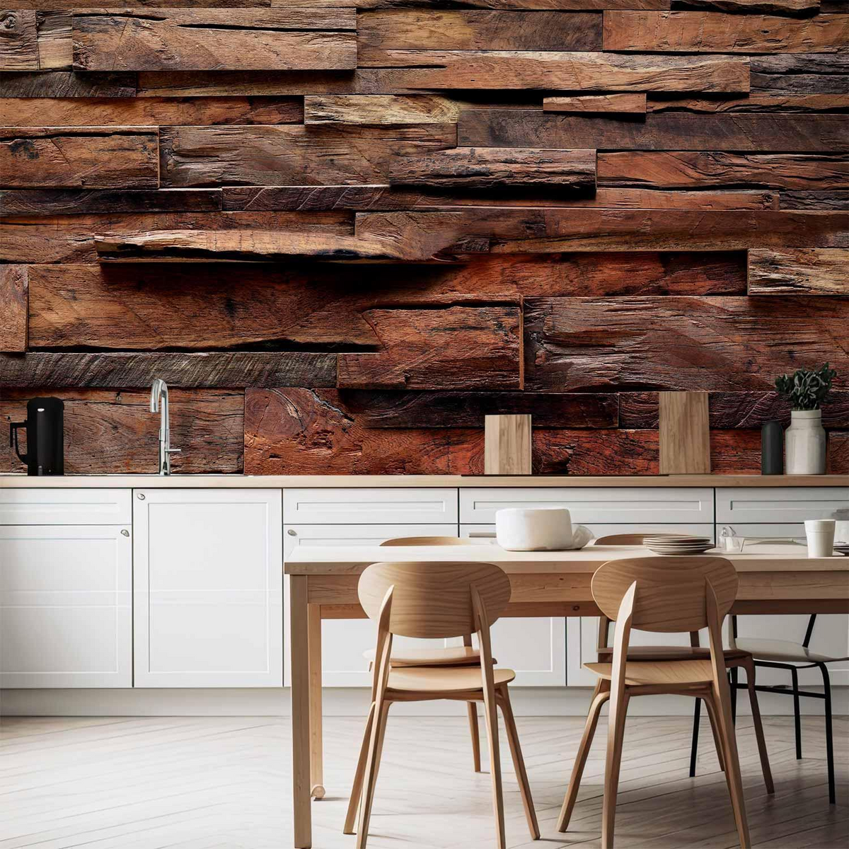 Rustic Wood Plank Wallpaper – Natural Timber Visual with 3D Effect Illusion