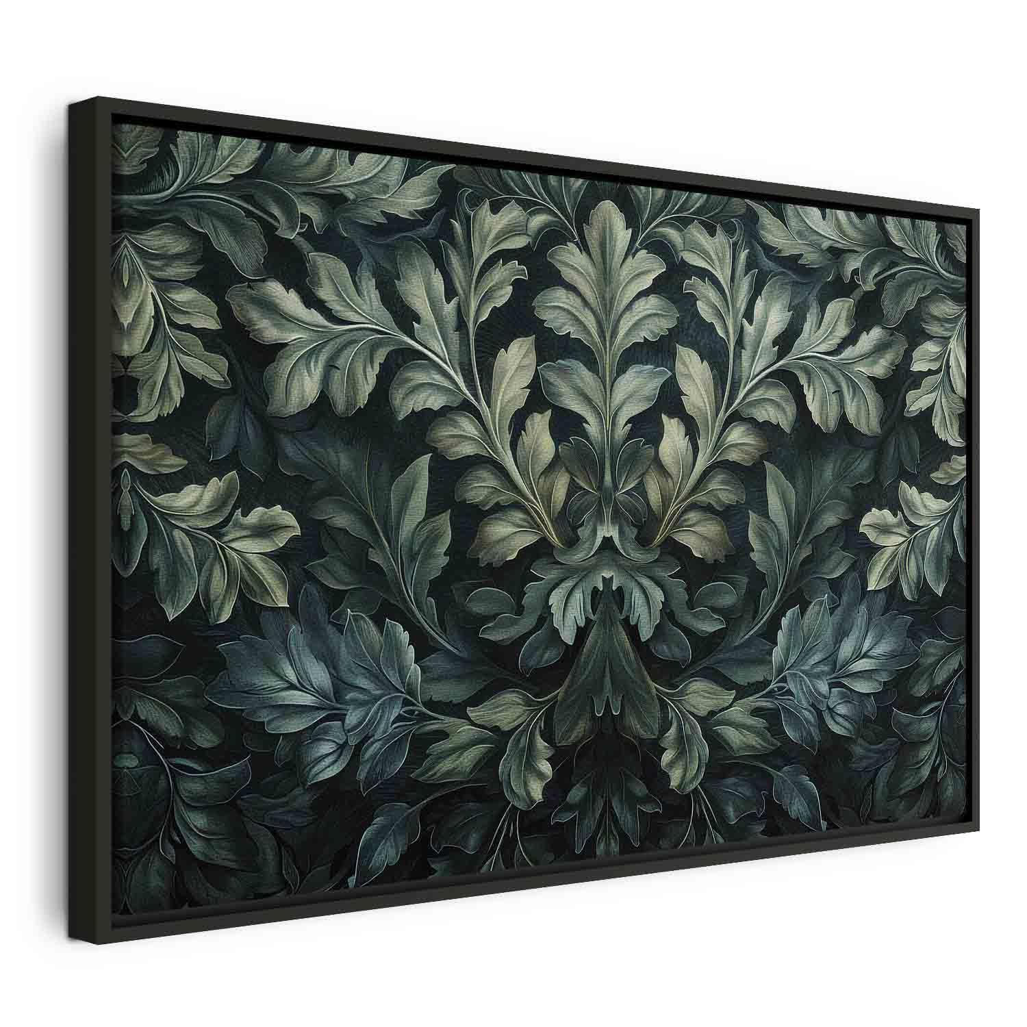 Quadro - Dark Green Victorian Leaves: Botanical Carved Composition