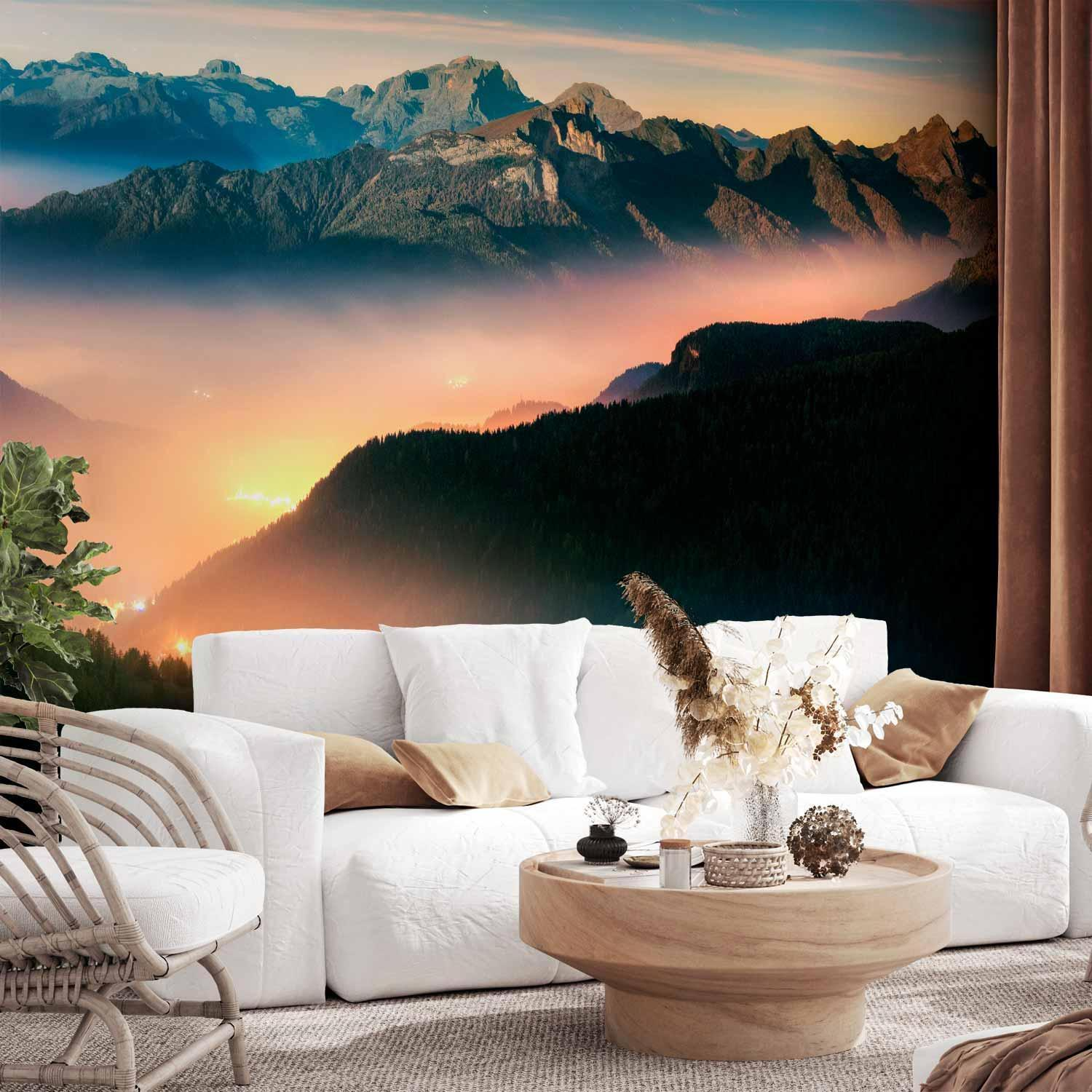 Mountain Breath Wall Mural Wallpaper – Serene Landscape with 3D Effect Illusion