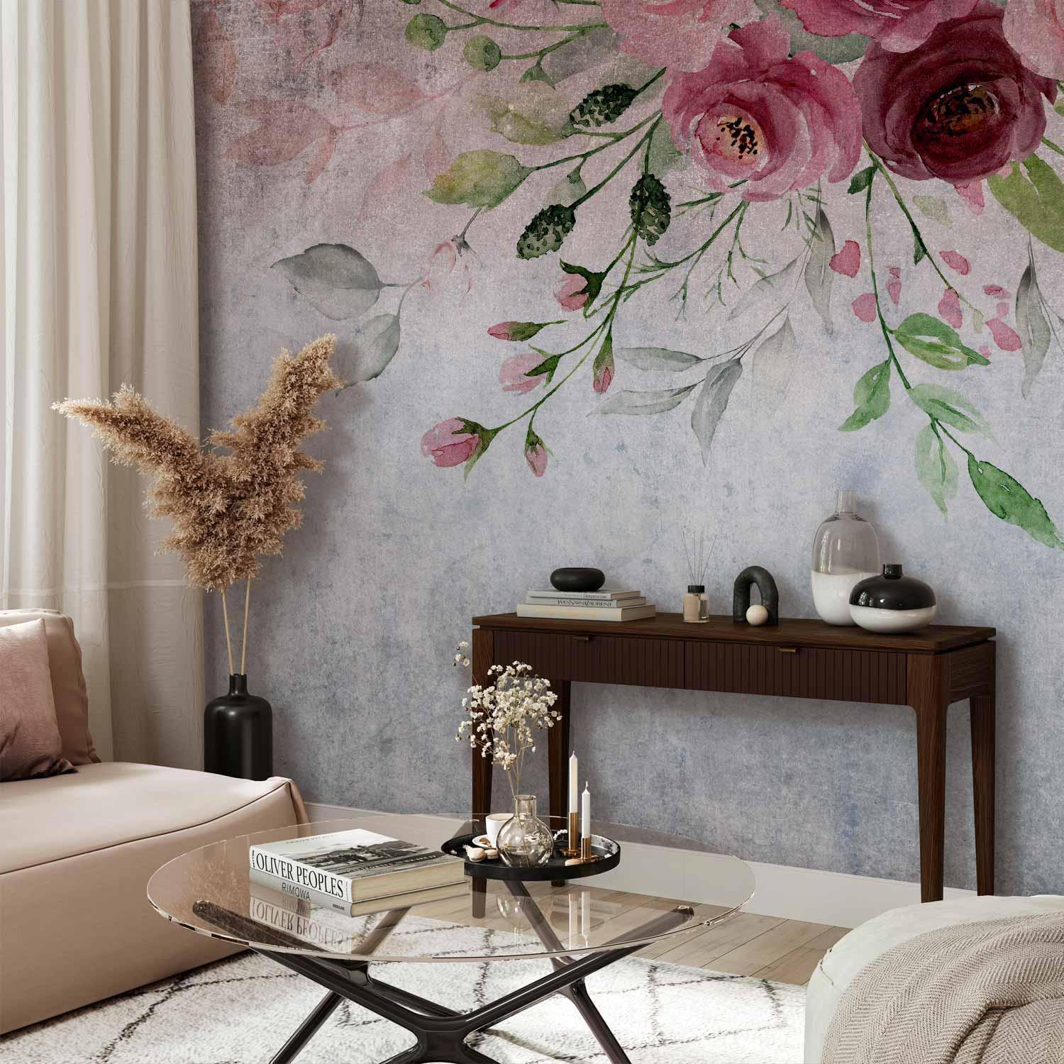 Summer Bloom Wall Mural Wallpaper – Pink Floral Motif with 3D Visual Depth