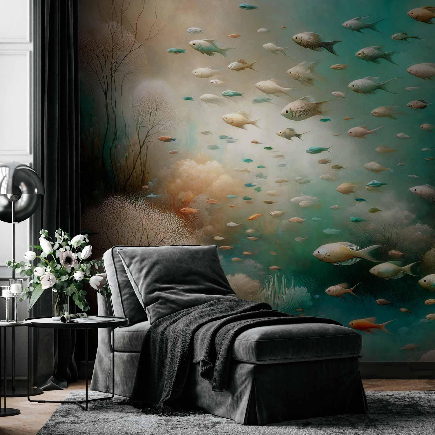 Oceanic Beauty Wall Mural Wallpaper – Fluid Water Patterns with 3D Visual Depth