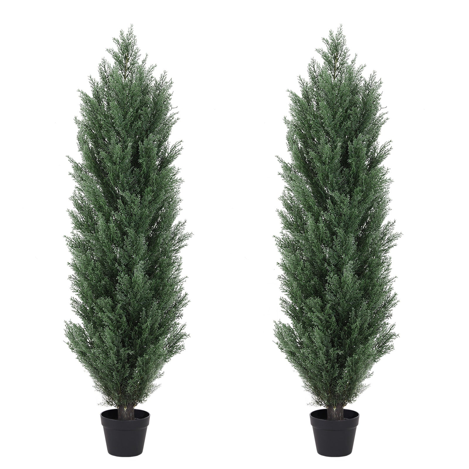 4FT Artificial Green Pine Cypress Tree Realistic Plastic Faux Plant for Indoor and Outdoor Decoration 2pcs/set