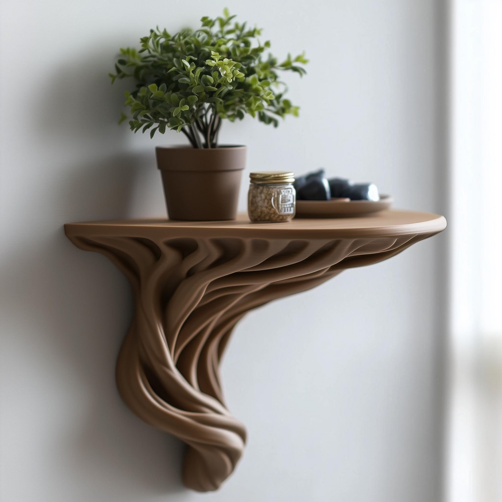 Tree Root Floating Wall Shelf – Organic 3D Printed Sculptural Shelf for Nature-Inspired Interiors