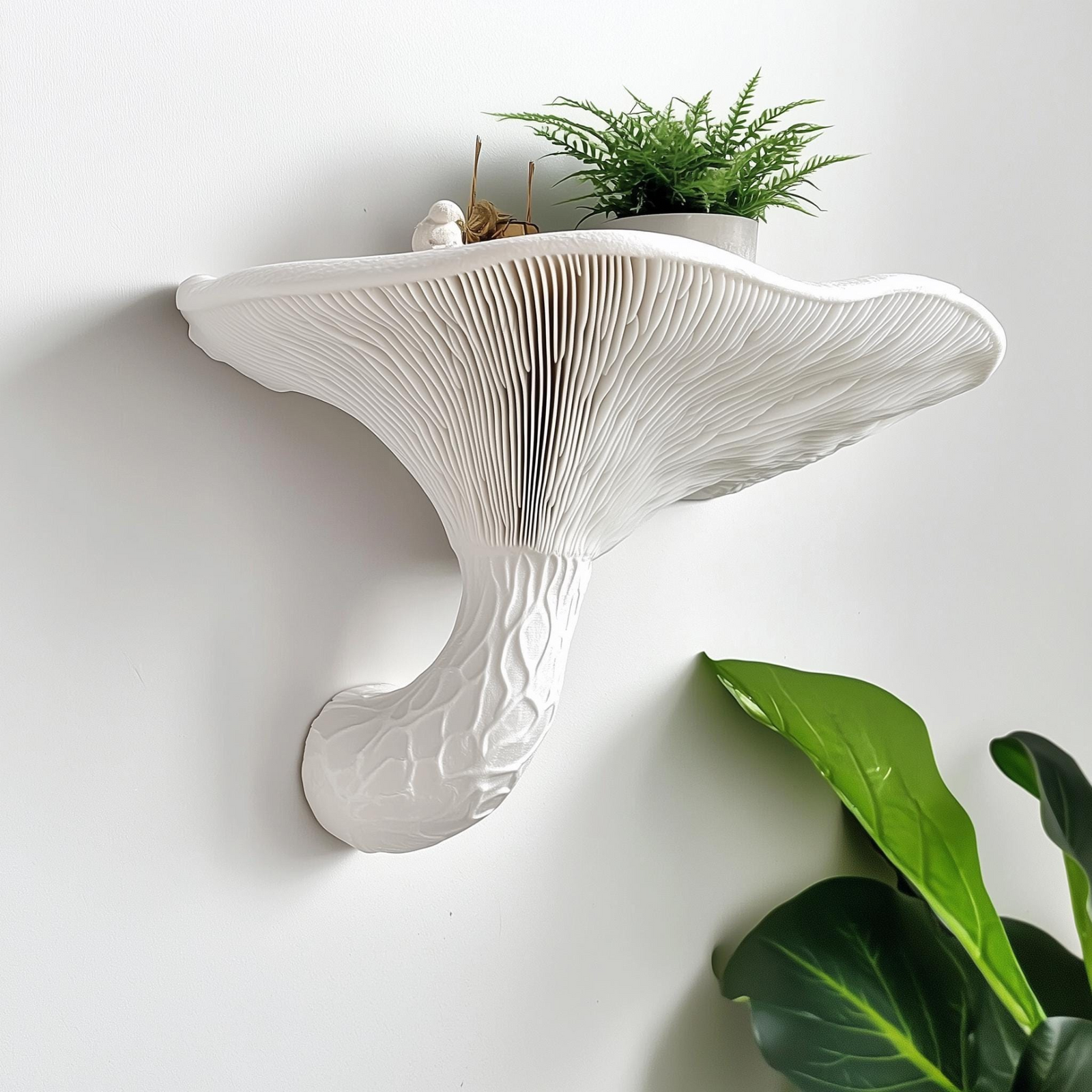 3D Printed Honey Mushroom Wall Shelf – Sculptural Botanical Floating Decor