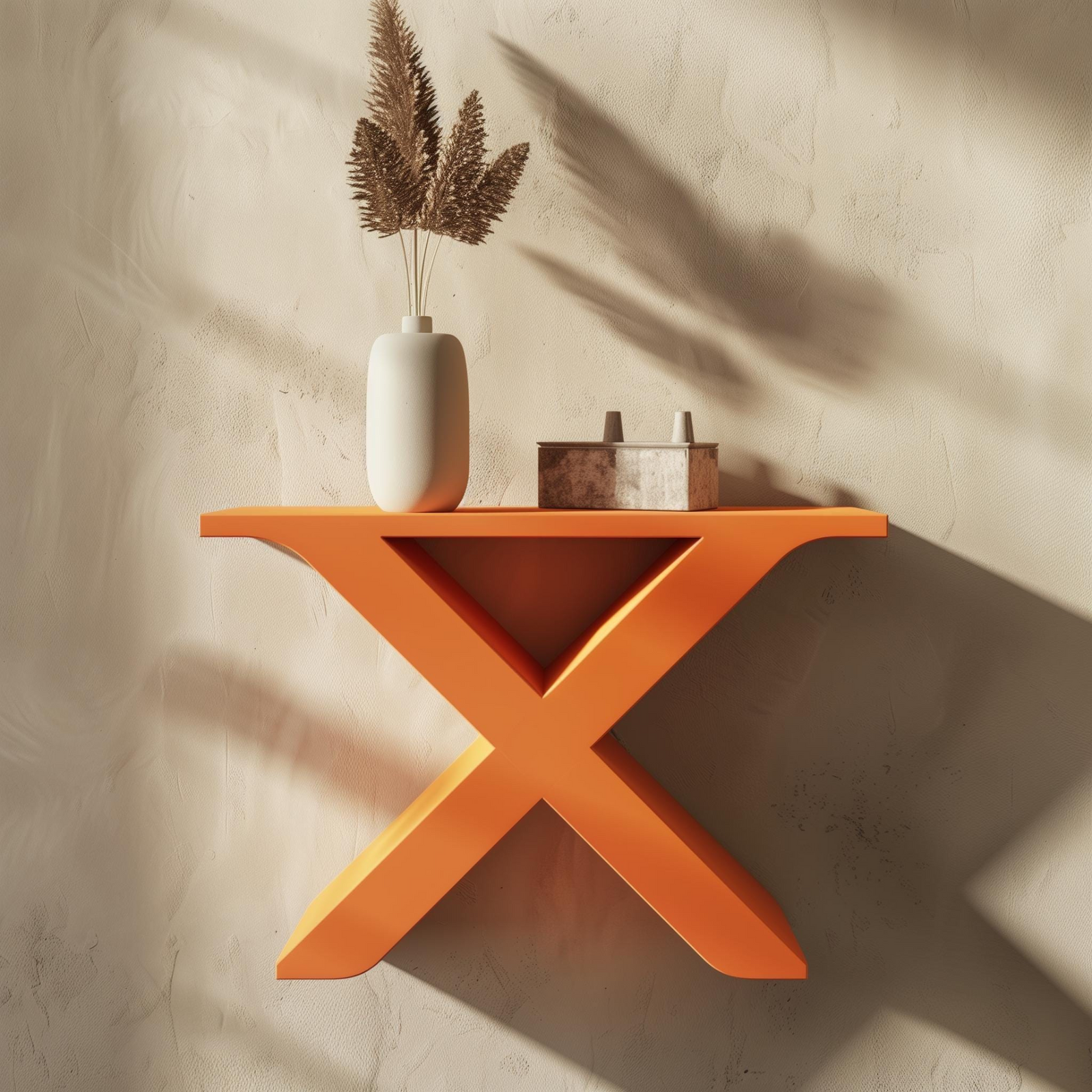 3D Printed X-Shaped Wall Shelf – Geometric Floating Decor