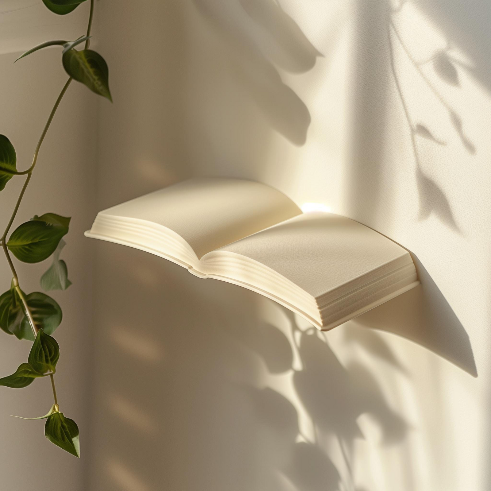 3D Printed Open Book Wall Shelf – Sculptural Floating Decor
