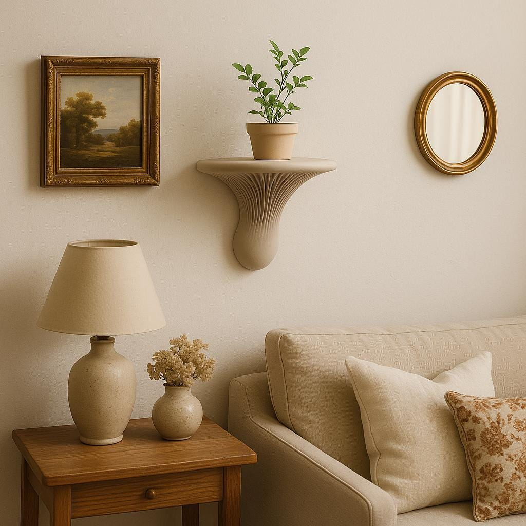 3D Printed Sculptural Wall Shelf – Ribbed Organic Floating Decor