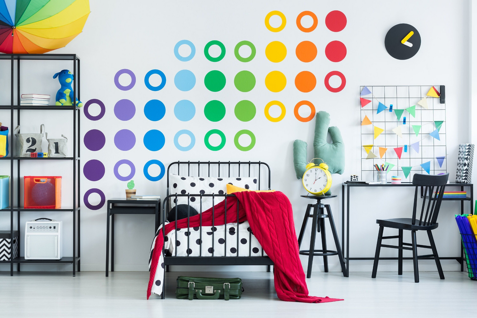 Rainbow Circle Peel and Stick Wall Decal Set (36 Pieces)
