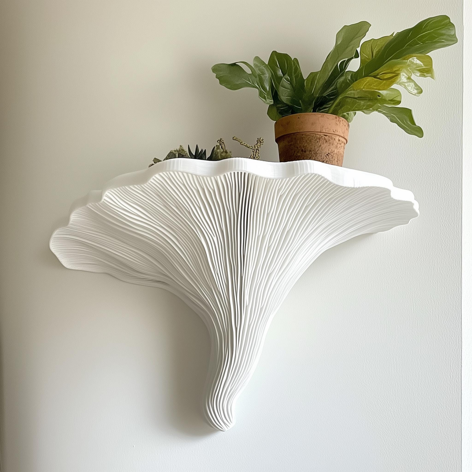 3D Printed Turkey Tail Mushroom Wall Shelf – Sculptural Floating Decor