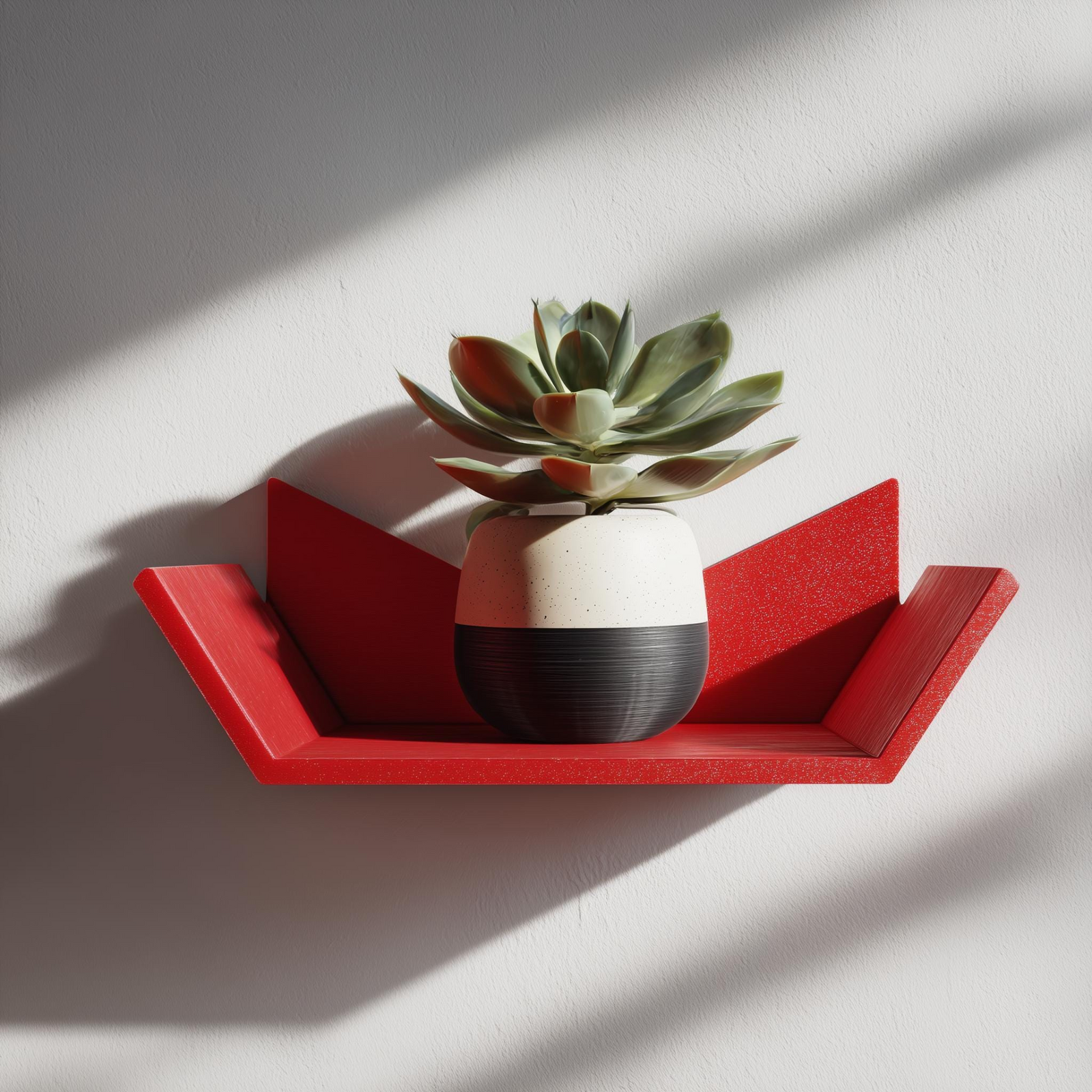 Modern Geometric Wall Shelf – 3D Printed Mini Floating Shelf for Plants & Decor