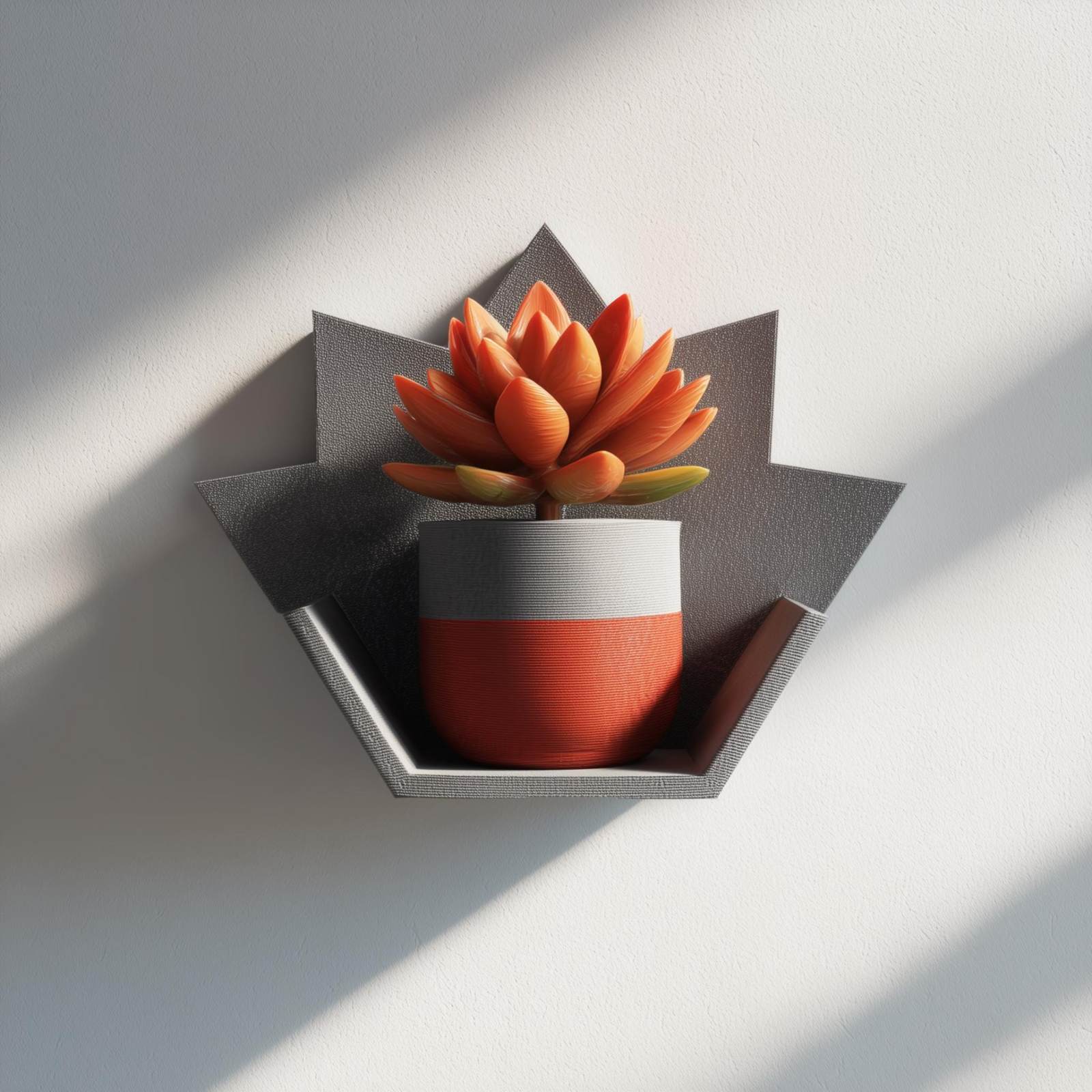 3D Printed Maple Leaf Wall Shelf – Geometric Floating Display Shelf for Modern Decor