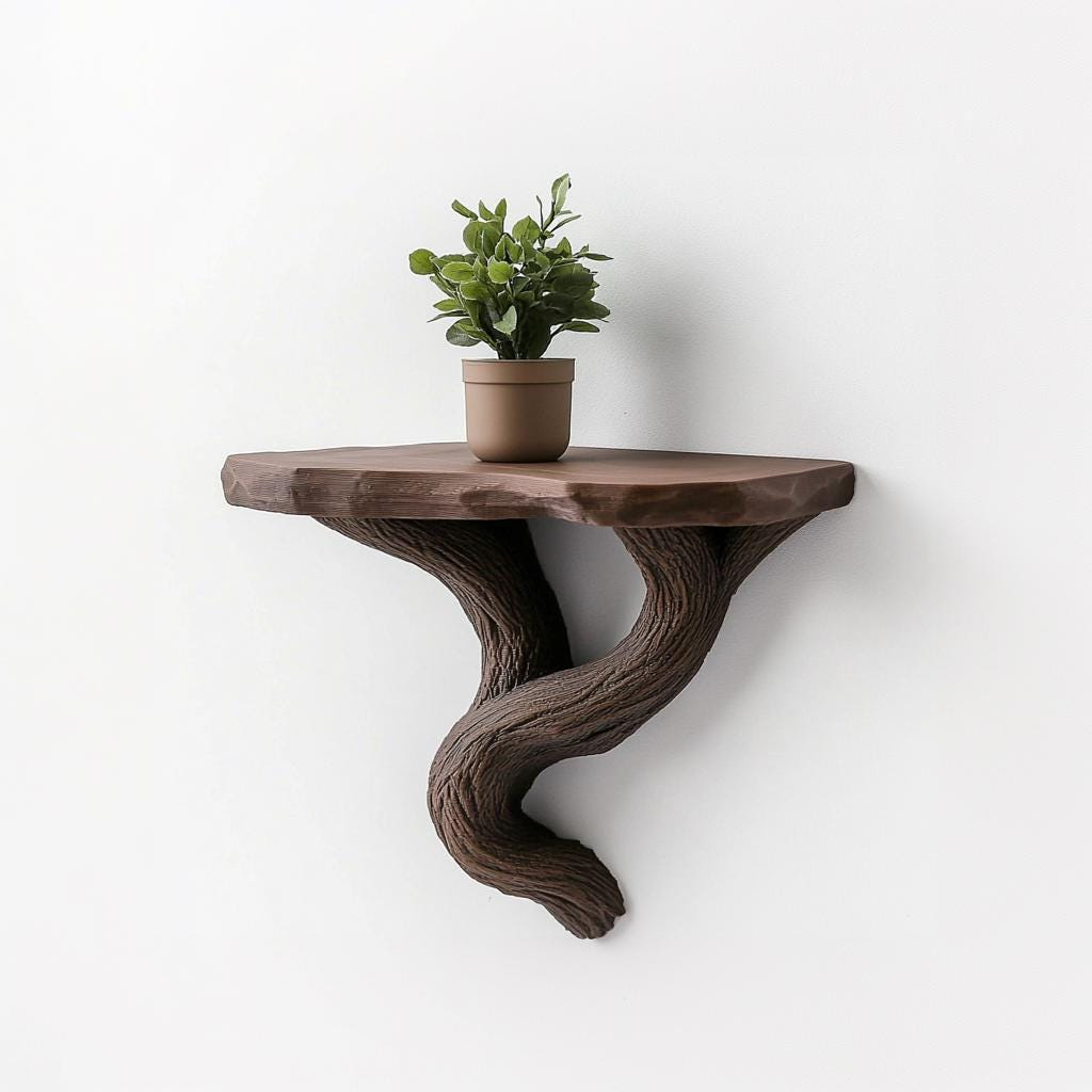 3D Printed Tree Vine Wall Shelf – Sculptural Botanical Floating Decor