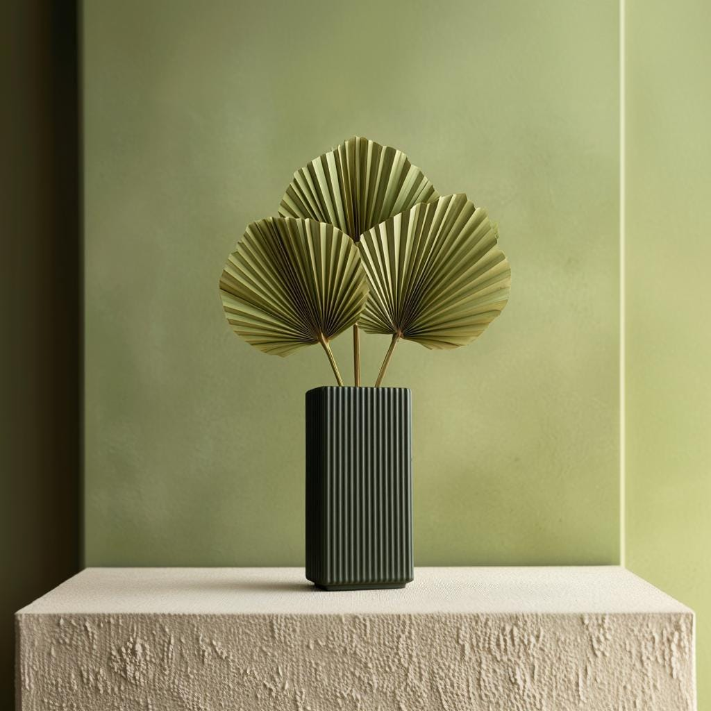 Rectangular 3D Printed Ribbed Vase – Modern Tall Minimalist Vase for Fresh & Dried Flowers