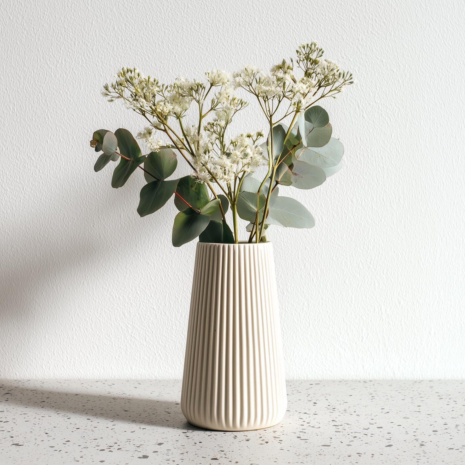 Ribbed 3D Printed Origami Vase – Modern Minimalist Vase for Fresh & Dried Flowers