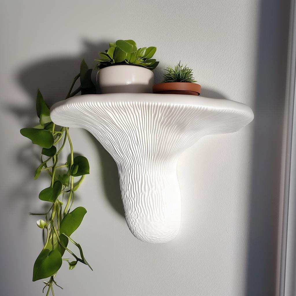 3D Printed Artist’s Conk Mushroom Wall Shelf – Sculptural Floating Decor