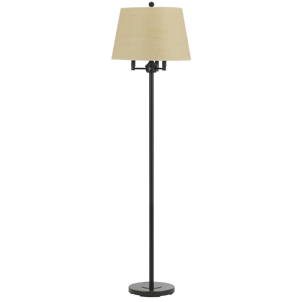 Andros 3-Way Floor Lamp – Dark Bronze with Tan Hardback Shade