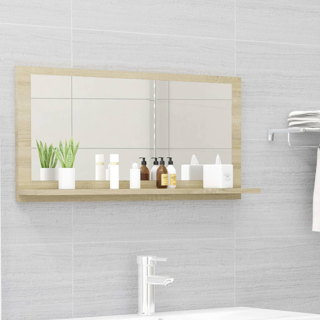 vidaXL Mirror Sonoma oak Engineered wood, acrylic Medium Mirror