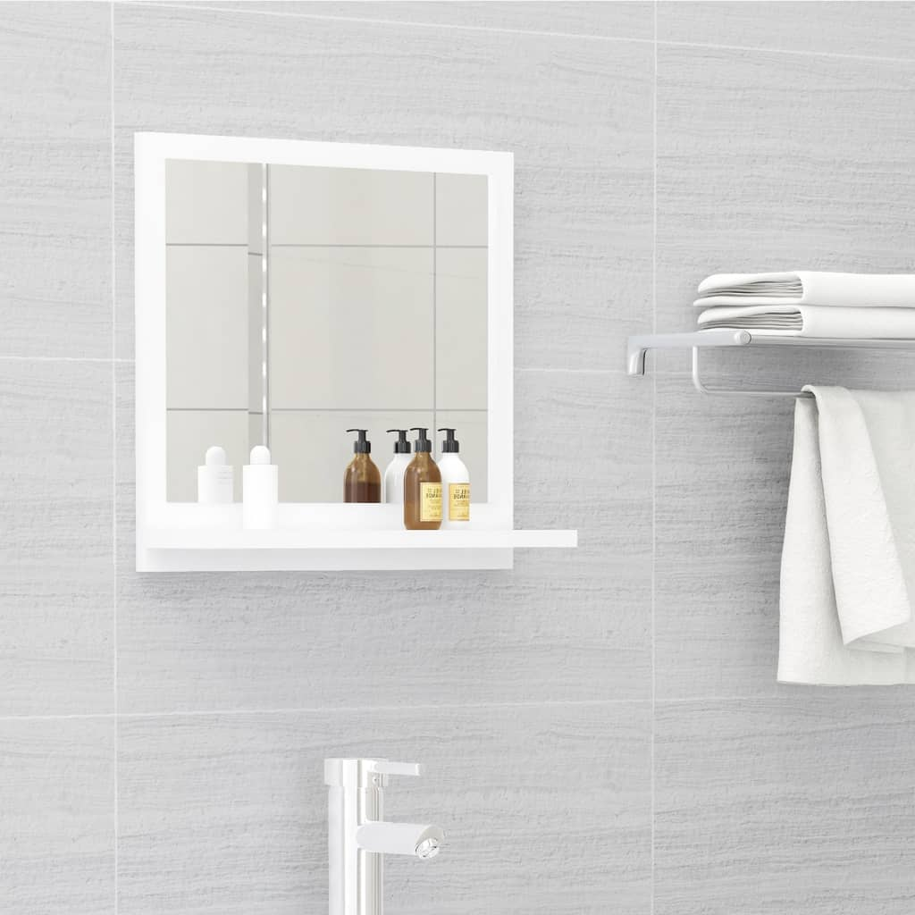 vidaXL Mirror White Engineered wood, Acrylic Medium Wall-Mounted Mirror