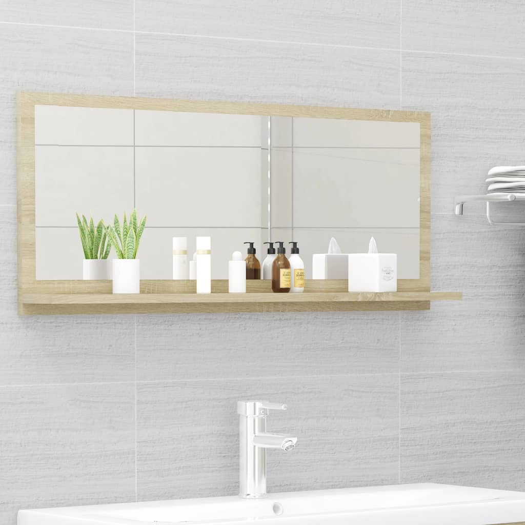 vidaXL Mirror Sonoma oak Engineered wood 35.4 x 4.1 x 14.6 in