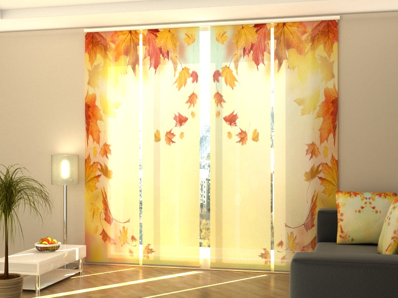 Falling Autumn Leaves Panel Curtain Set – 4 Decorative Panels