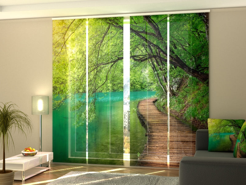 Wooden Path in the Forest Panel Curtain Set – 4 Decorative Panels