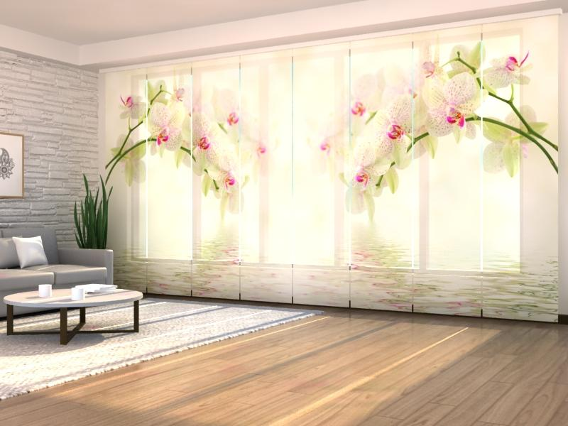 Elevated White Flowers panel curtain Set with HD Floral Print