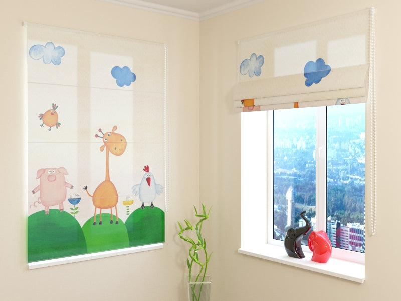 Premium Kids Animal roman shades for Playful and Cozy Bedrooms