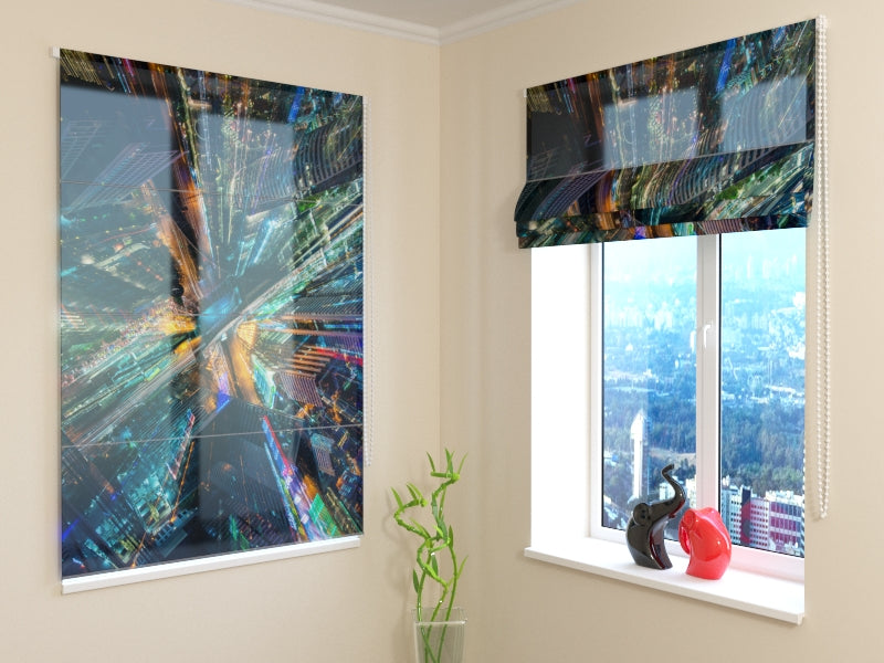 Elevated Artistic City roman shades for Sophisticated Urban Décor