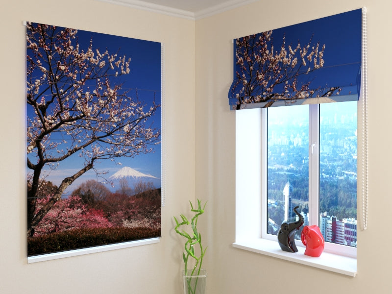 High Quality Mount Fuji roman shades for Serene Scenic Interiors
