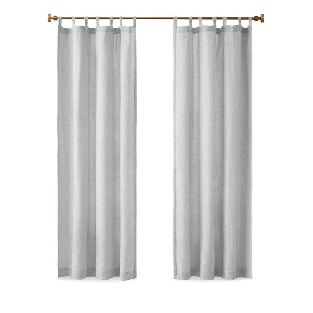 Faux Linen Tab Top Fleece Lined Curtain Panel