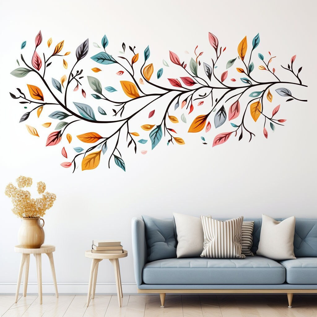 Stylized Tree Wall Sticker – Colorful Vinyl Wall Decal for Modern Room Decor