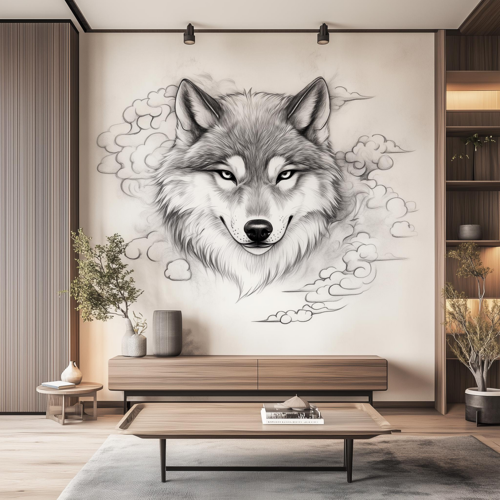 Wolf Wall Decal | Artistic Pencil Sketch Vinyl Mural