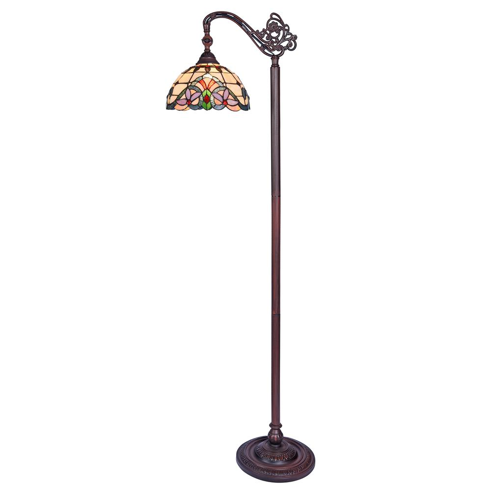 COOPER Tiffany-Style 1-Light Victorian Reading Floor Lamp – Handcrafted 11" Shade