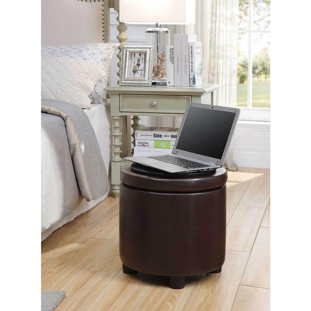 Designs 4 Comfort Round Accent Storage Ottoman with Reversible Tray Lid
