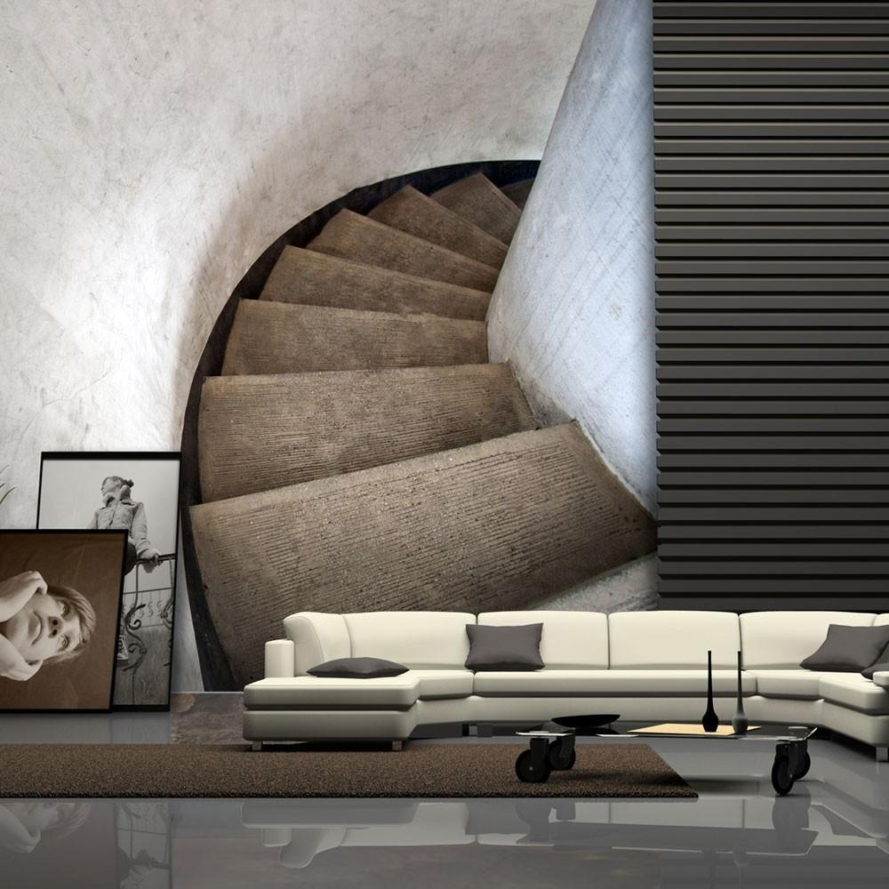 Spiral Staircase Wall Mural Wallpaper – Architectural Design on Premium Non-Woven Material
