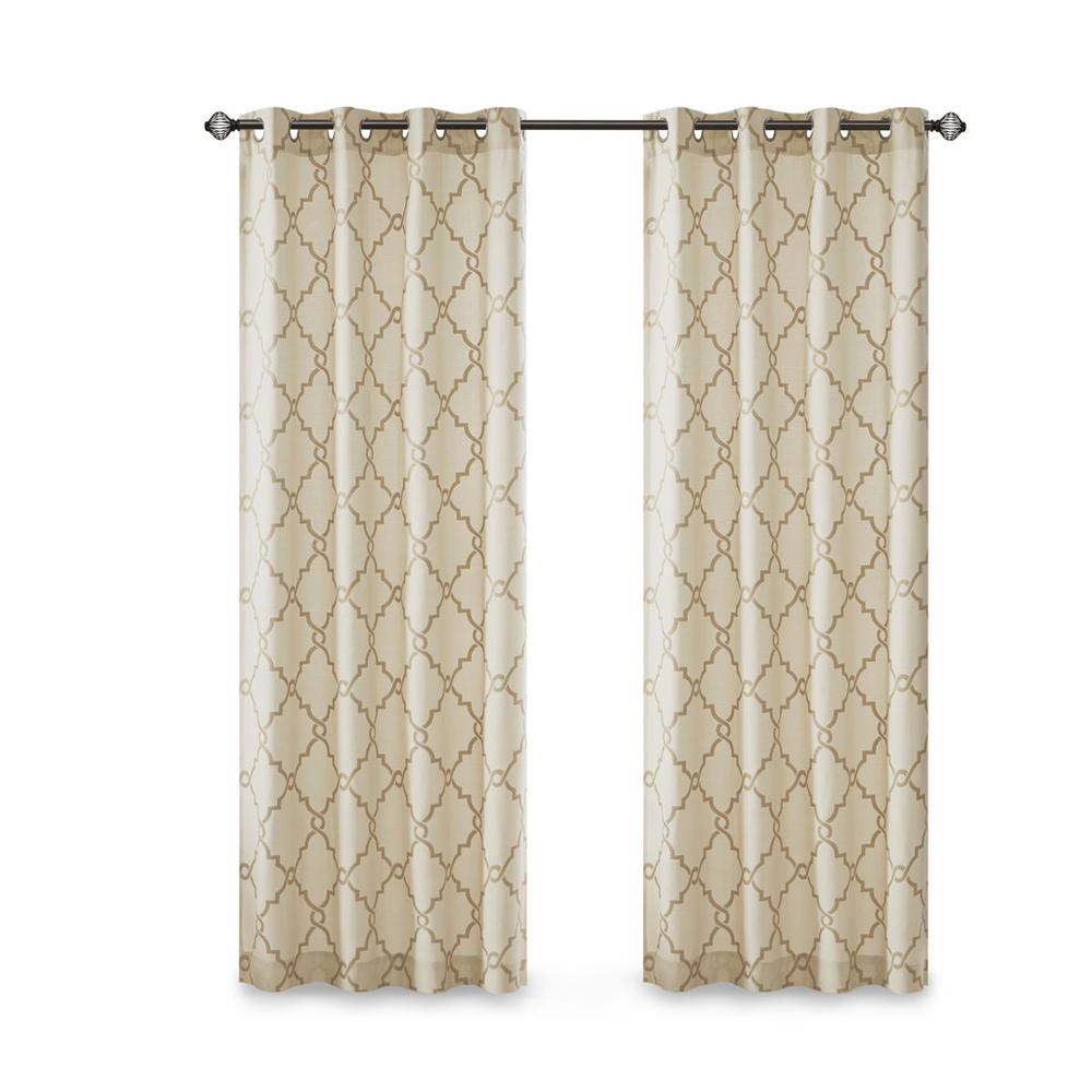 Fretwork Print Grommet Top Window Curtain Panel