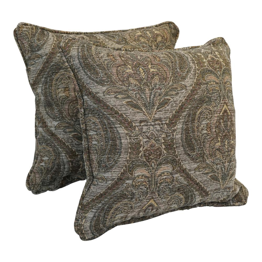 18-inch Double-corded Patterned Jacquard Chenille Square Throw Pillows with Inserts (Set of 2) 9810-CD-S2-JCH-CO-40