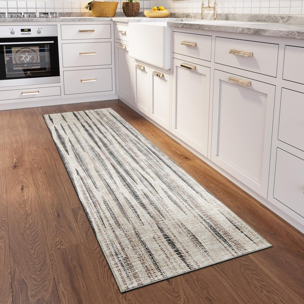 Waverly Beige Contemporary Striped 2'3" x 7'6" Runner Rug Beige AWA31