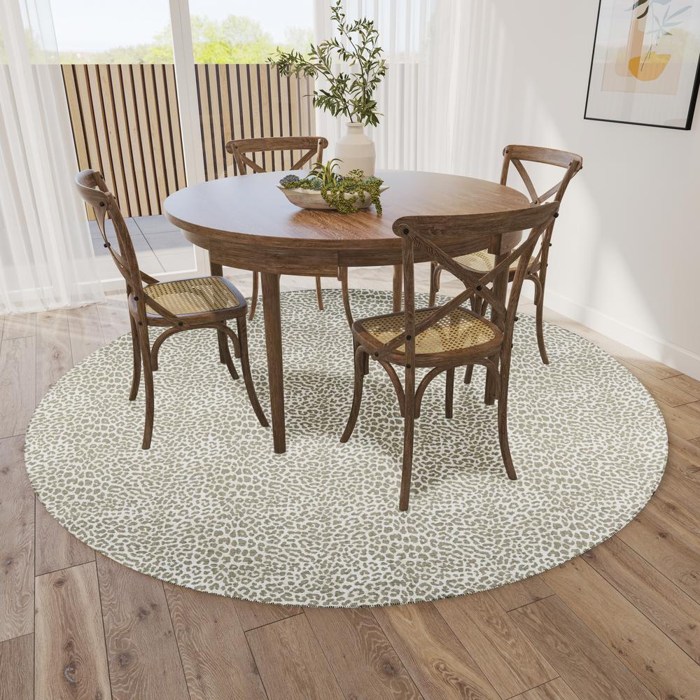 Safari Taupe Animal Animal Print 8' x 8' Area Rug Taupe ASF32