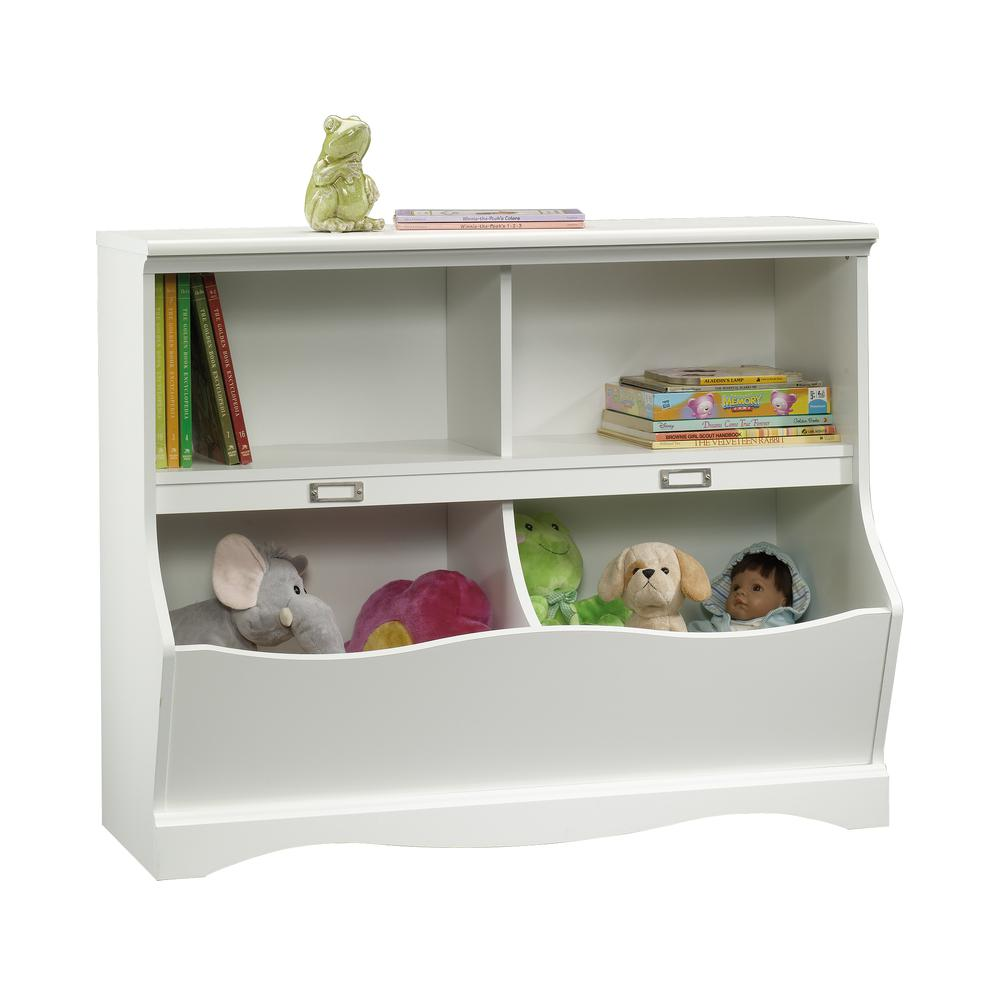 Pogo Kids Cubby Storage Organizer & Bookcase Footboard – Soft White