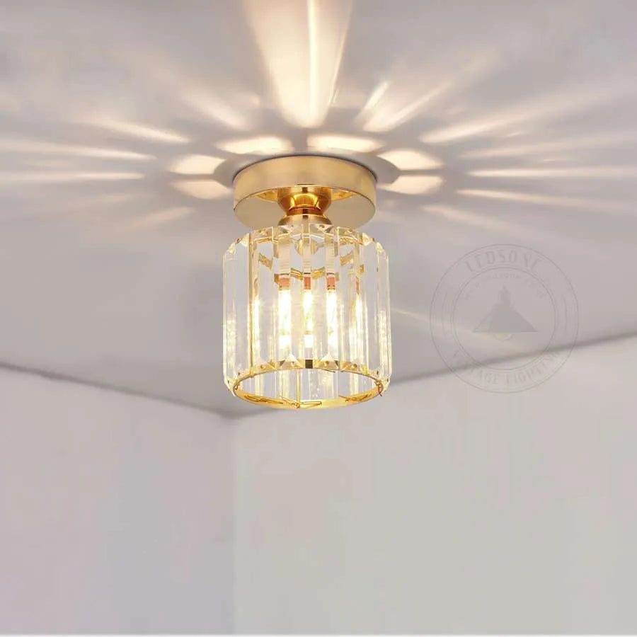 Crystal Semi-Flush Ceiling Light – Modern Round Chandelier Fixture with E27 Socket