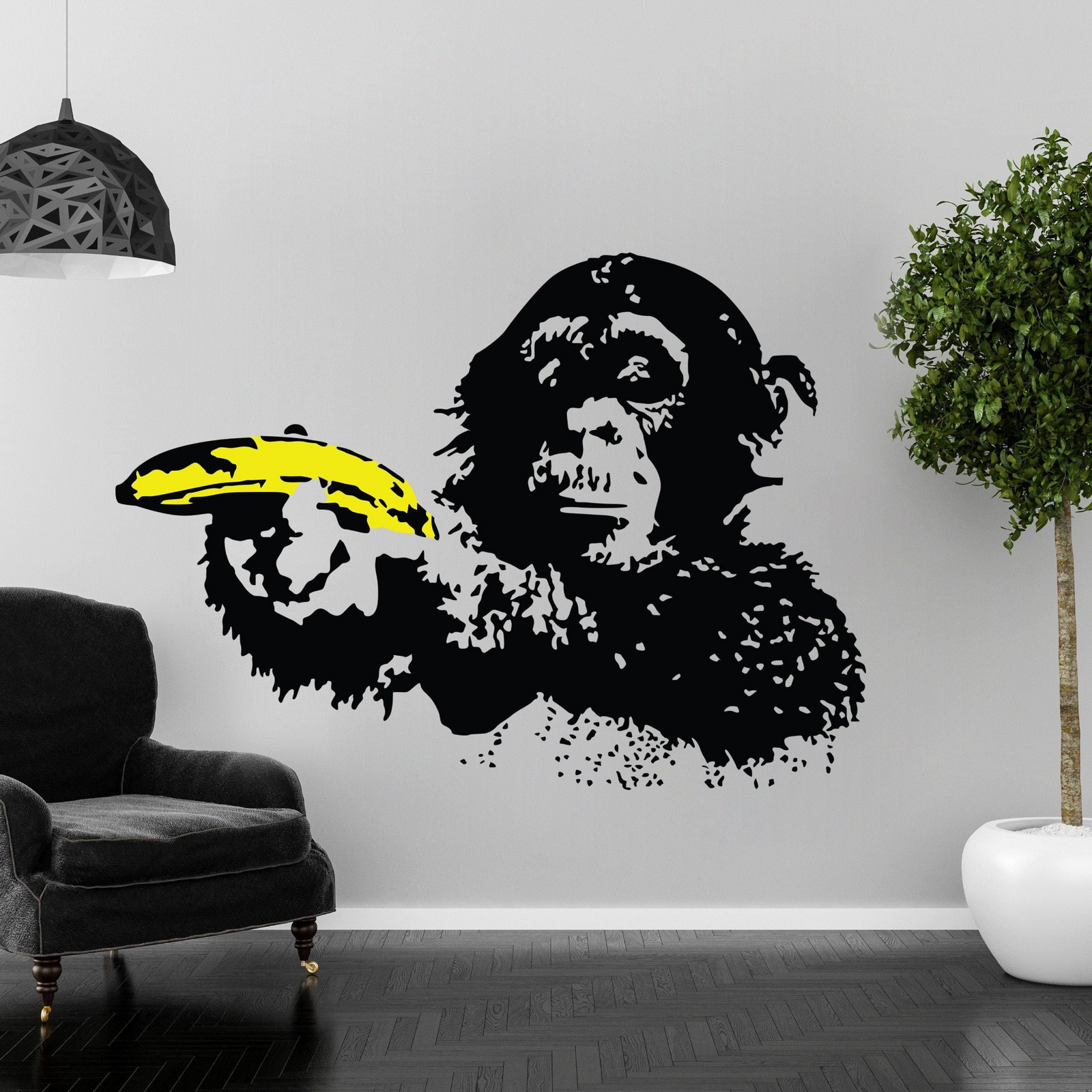 Banksy Monkey Wall Sticker – Peel and Stick Vinyl Art Decal for Modern Room & Office Decor