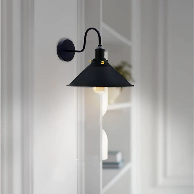Modern Retro Industrial Black Wall Sconce – Rustic Indoor Wall Light