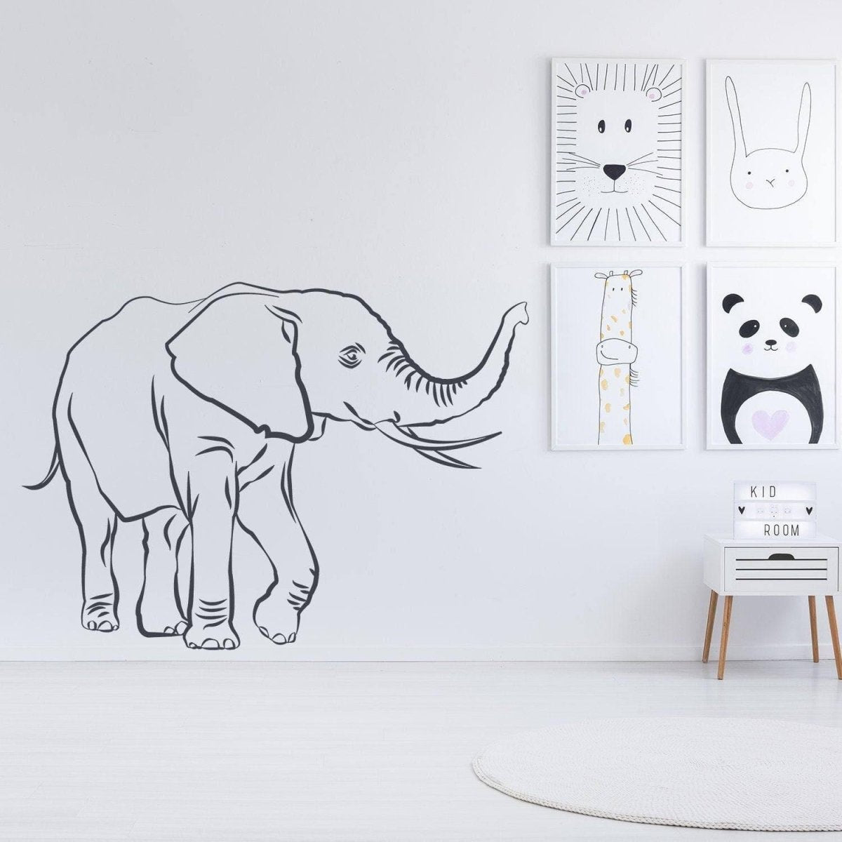 Elephant Vinyl Wall Decal – Charming Peel & Stick Animal Wall Art for Nursery & Living Spaces